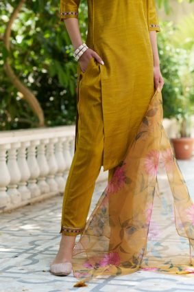 Women Kurta and Pant Sets Cotton Silk Fabric