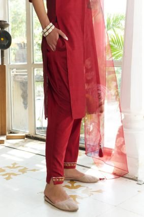 Women Kurta and Pant Sets Cotton Silk Fabric