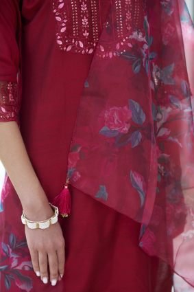 Women Kurta and Pant Sets Cotton Silk Fabric