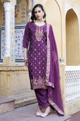 Women Kurta and Pant Sets Dupatta Viscose Rayon Silk Blend with Handwork