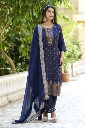 Women Kurta and Pant Sets Dupatta Viscose Rayon Silk Blend with Handwork