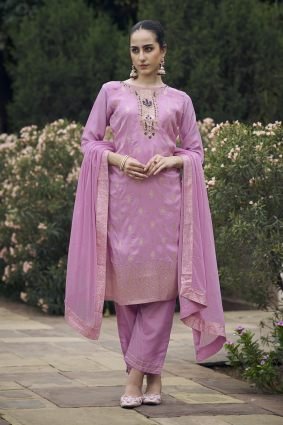 Women Kurta and Pant Sets Dupatta Viscose Rayon Silk Blend with Handwork