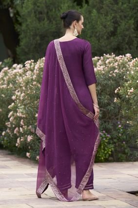 Women Kurta and Pant Sets Dupatta Viscose Rayon Silk Blend with Handwork