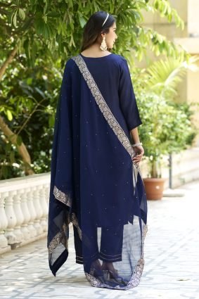 Women Kurta and Pant Sets Dupatta Viscose Rayon Silk Blend with Handwork
