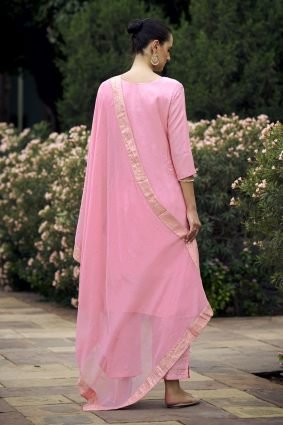 Women Kurta and Pant Sets Dupatta Viscose Rayon Silk Blend with Handwork