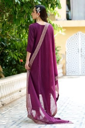 Women Kurta and Pant Sets Dupatta Viscose Rayon Silk Blend with Handwork