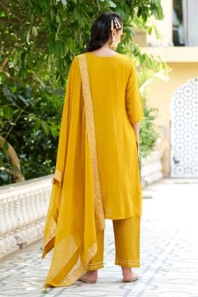 Women Kurta and Pant Sets Dupatta Viscose Rayon Silk Blend with Handwork