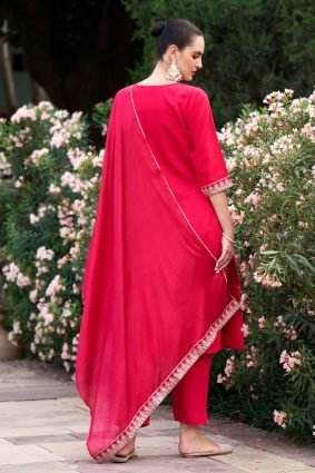 Women Kurta and Pant Sets Silk Blend Fabric