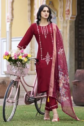 Women Kurta and Pant Sets Viscos Roman Silk Fabric