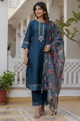 Women Kurta and Pant Sets Viscose Roman Silk Fabric