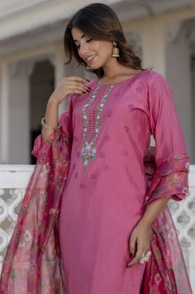 Women Kurta and Pant Sets Viscose Roman Silk Fabric
