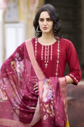 Women Kurta and Pant Sets Viscos Roman Silk Fabric