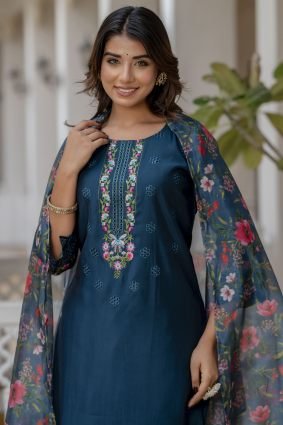 Women Kurta and Pant Sets Viscose Roman Silk Fabric
