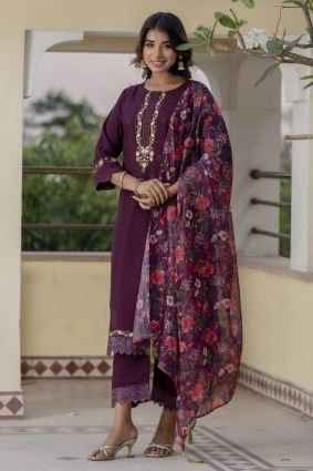 Women Kurta and Pant Sets Viscose Roman Silk Fabric