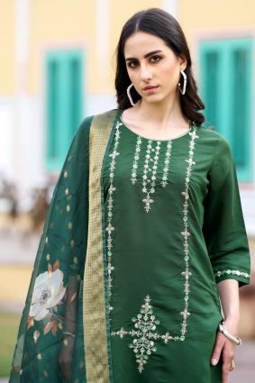 Women Kurta and Pant Sets Viscos Roman Silk Fabric