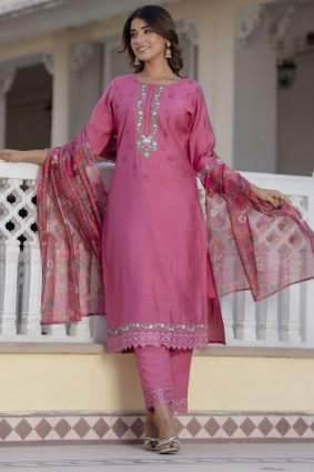 Women Kurta and Pant Sets Viscose Roman Silk Fabric