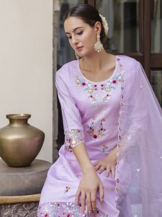 Women Kurta and Pant Sets Viscose Roman Silk Fabric