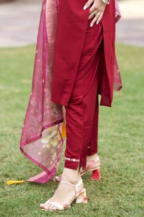 Women Kurta and Pant Sets Viscos Roman Silk Fabric