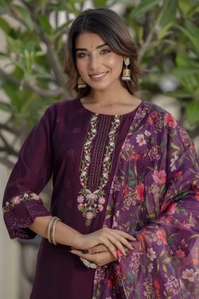 Women Kurta and Pant Sets Viscose Roman Silk Fabric