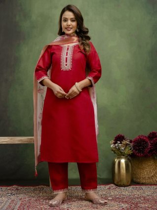 Women Kurta and Trousers Pant Sets Cotton Blend