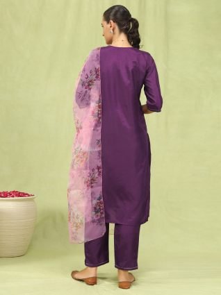 Women Kurta and Trousers Pant Set Silk Blend