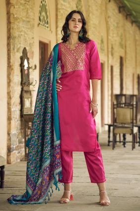 Women Kurta and Trousers Pant Set Silk Blend