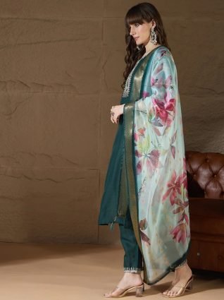 Women Kurta and Trousers Pant Sets Cotton Blend