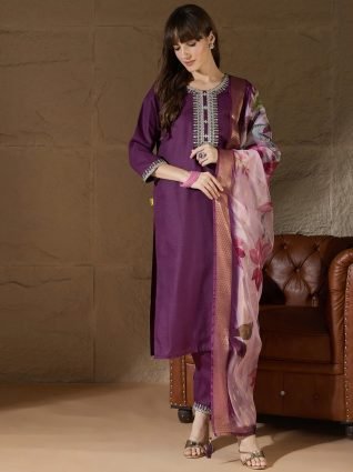Women Kurta and Trousers Pant Sets Cotton Blend