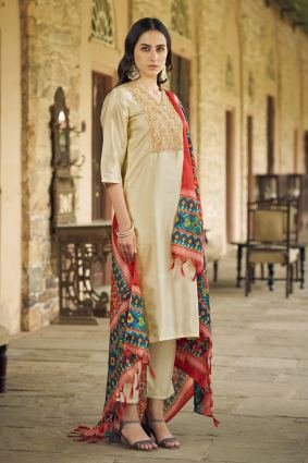 Women Kurta and Trousers Pant Set Silk Blend