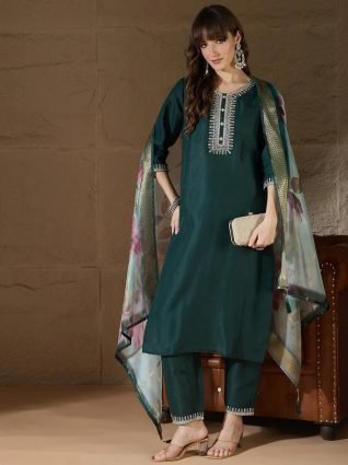 Women Kurta and Trousers Pant Sets Cotton Blend