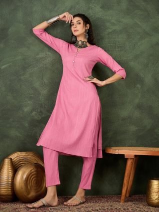 Women s Office  Festive Wear Rani Straight Kurta   Pant  Co ord Set