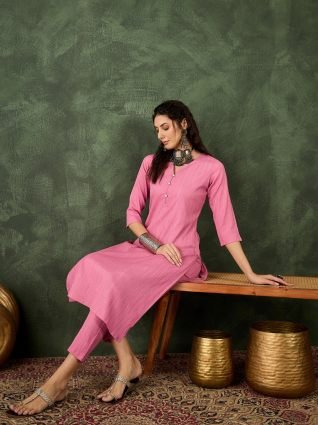 Women s Office  Festive Wear Rani Straight Kurta   Pant  Co ord Set