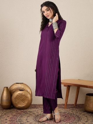 Women s Office  Festive Wear Rani Straight Kurta   Pant  Co ord Set