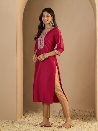 Women s Viscose Rayon Straight Sequence and Embroidered Kurtis