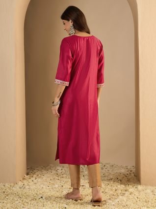 Women s Viscose Rayon Straight Sequence and Embroidered Kurtis