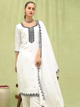 Women   s Viscose Roman Silk Embroidery Straight Kurta Pant with Dupatta Set