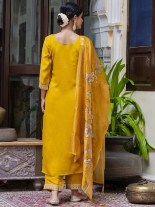 Women s Viscose Roman Silk Embroidery Straight Kurta Pant with Dupatta Set