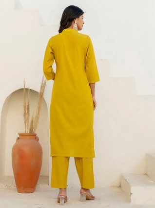 Yellow Silk Blend Women Ethnic Suit Sets